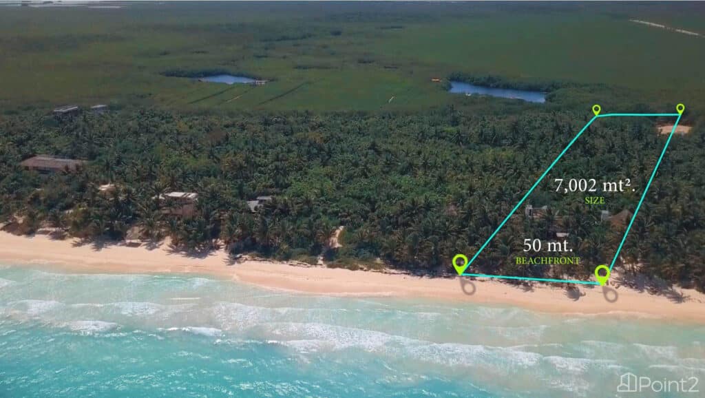 View of Tulum Beachfront with outline of Land for sale