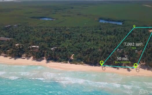 View of Tulum Beachfront with outline of Land for sale